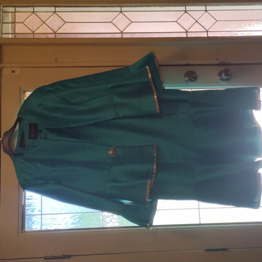 green and gold elegant church dress with sequels